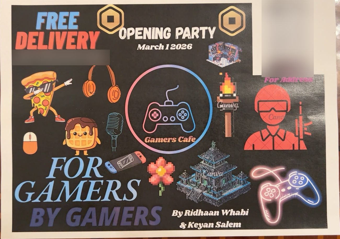 Promotional poster for a gaming café concept