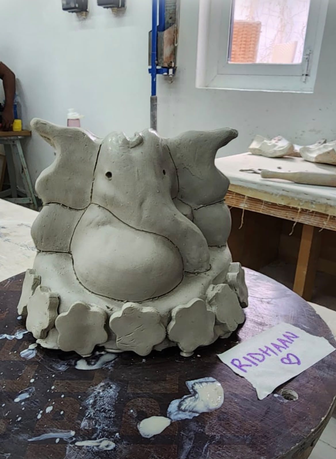 Clay Ganpati figure, first year