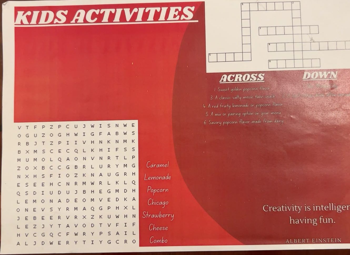 Themed word search and crossword made for customers